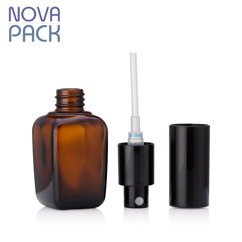 10ml 15ml 20ml 30ml 50ml 100ml fancy square amber glass essential oil spray bottle facial mist spray toner bottle with black lid