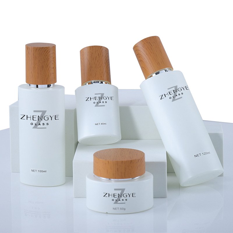 30g 50g 30ml 40ml 100ml 120ml custom luxury glass lotion toner container skincare packaging cosmetic bottle and cream jar set
