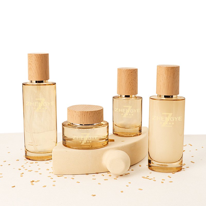 30g 50g 30ml 40ml 100ml 120ml custom luxury glass lotion toner container skincare packaging cosmetic bottle and cream jar set