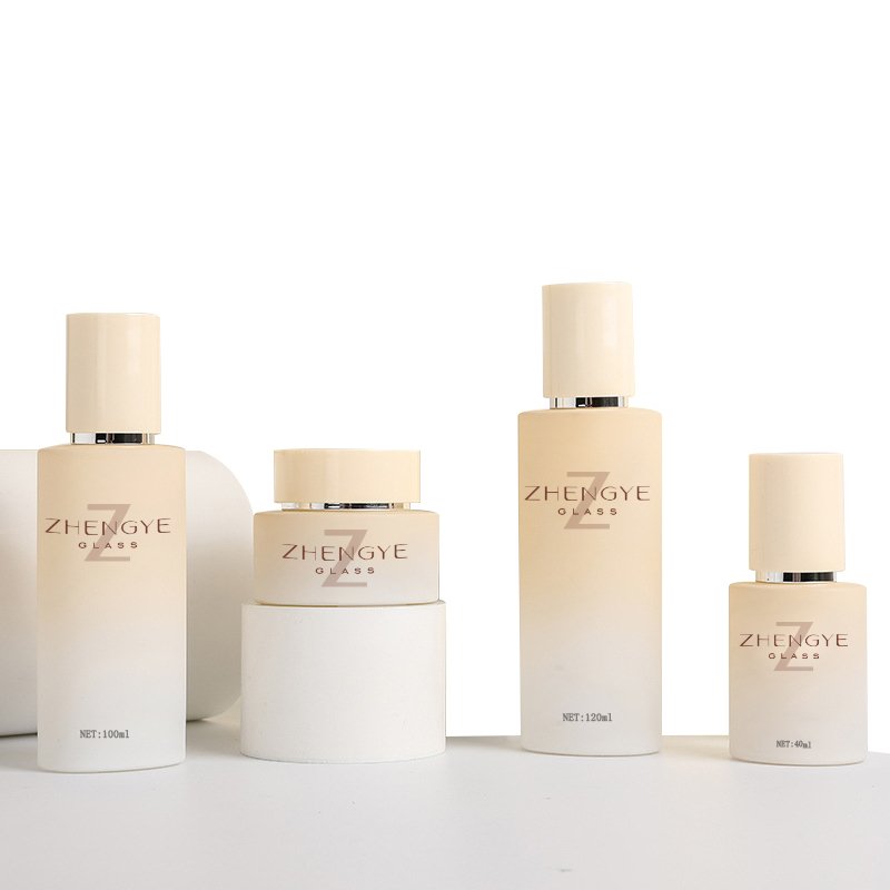 30g 50g 30ml 40ml 100ml 120ml custom luxury glass lotion toner container skincare packaging cosmetic bottle and cream jar set