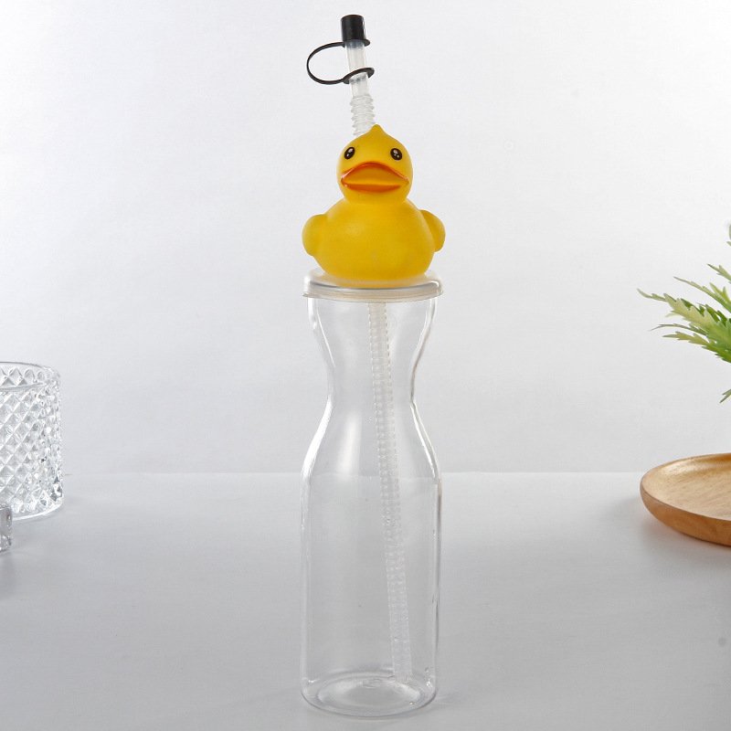 Wholesale Good Quality 500ml Yard Cups Plastic Shaped Cartoon Yellow Duck Colorful Long Neck Glass Bottle