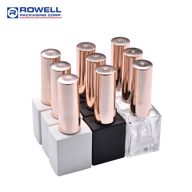 Wholesale free sample matte black color painting square empty glass bottle for UV GEL nail polish oil