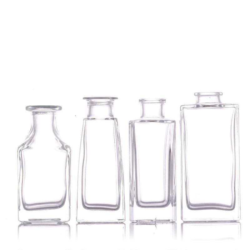 Glass bottles For Wine Clear 120ml 150ml High Square bottle Cork Custom Vodka Whiskey Brandy bottle