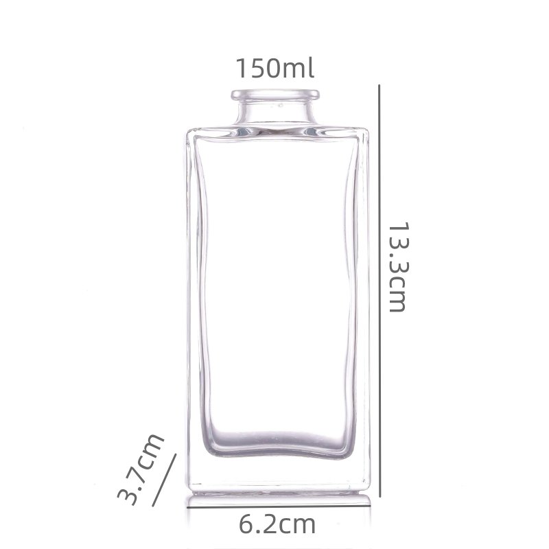 Glass bottles For Wine Clear 120ml 150ml High Square bottle Cork Custom Vodka Whiskey Brandy bottle
