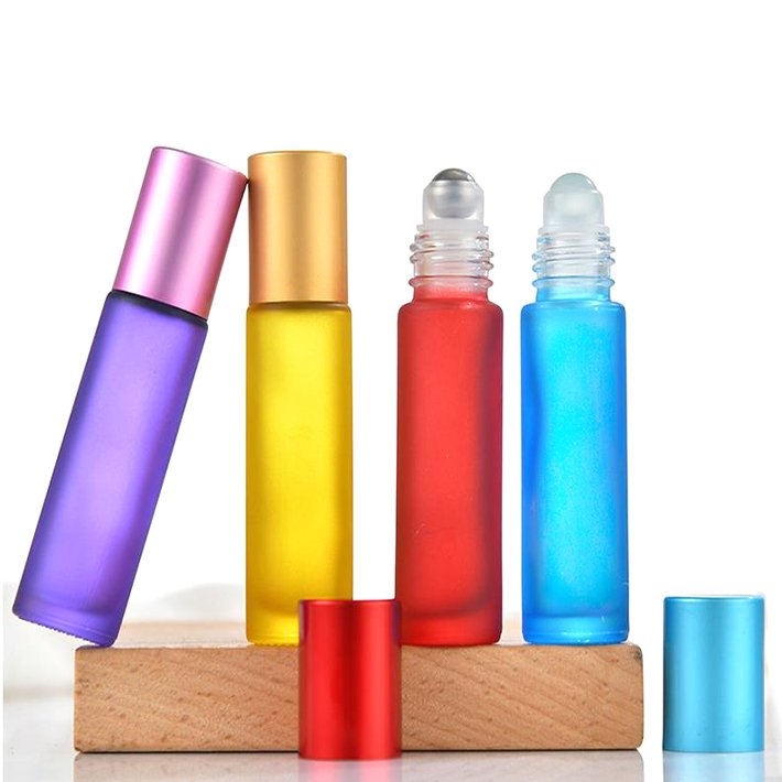5ml 10ml Custom Color Print Essential Oil Roll On Glass Bottles Perfume Cream Ball Applicator Bottles