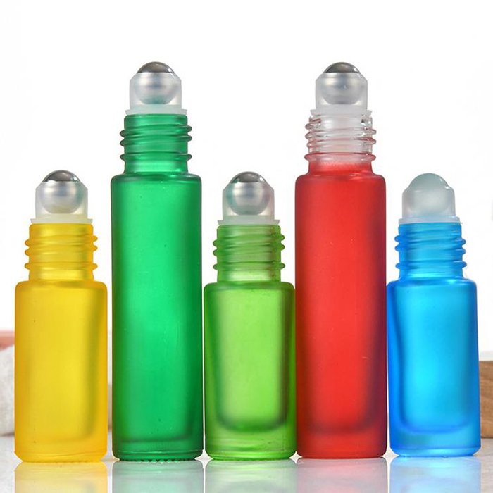 5ml 10ml Custom Color Print Essential Oil Roll On Glass Bottles Perfume Cream Ball Applicator Bottles