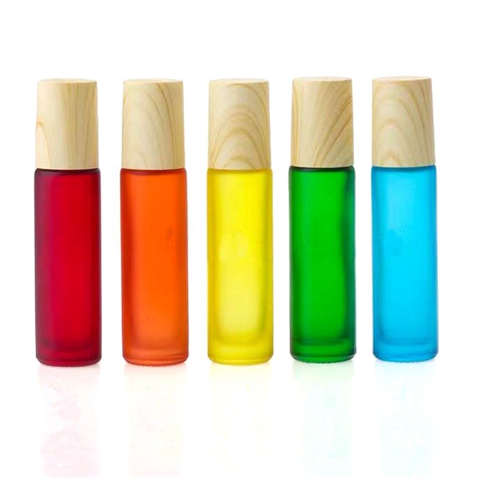 5ml 10ml Custom Color Print Essential Oil Roll On Glass Bottles Perfume Cream Ball Applicator Bottles