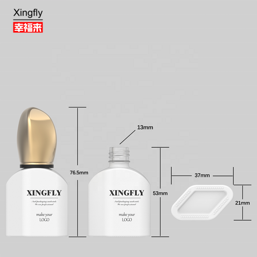12ml Matte Shaped Gel Nail Polish Glass Bottle with Electroplated Round Cap and Flat Brush for UV Gel Polish