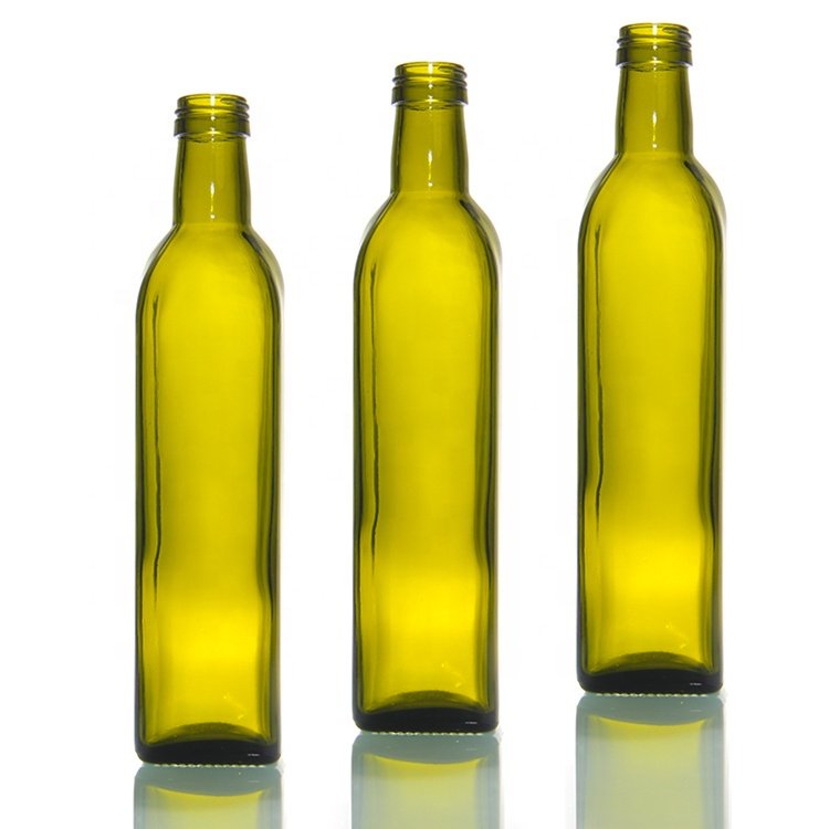Custom Logo Food Grade 250Ml 500Ml 750Ml 1000Ml Square Dark Green Glass Olive Oil Bottle