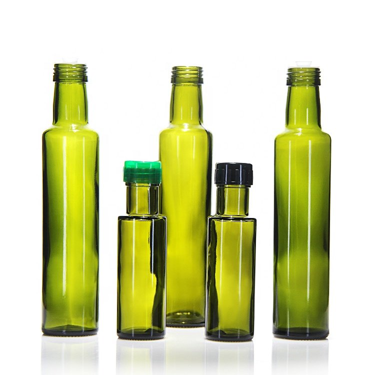 Custom Logo Food Grade 250Ml 500Ml 750Ml 1000Ml Square Dark Green Glass Olive Oil Bottle