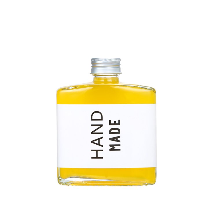 50ml 100ml 200ml 250ml Flat Square Glass Bottle with Aluminum Cap for Cold Brew Coffee Whisky Juice