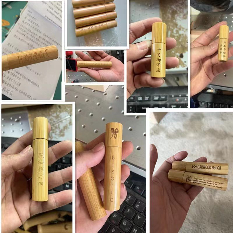 Wholesale New Products Engraving Logo 100% Organic Bamboo Cosmetic Packaging Beautiful Bamboo Roll On Bottle Empty Glass Tube