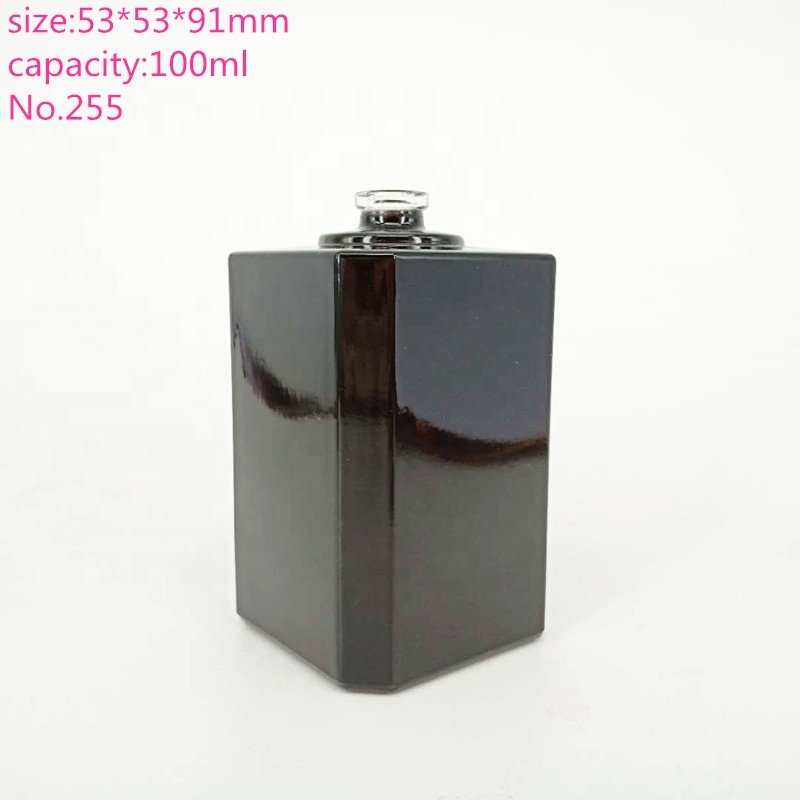 Hotsale 100ml perfume bottle matte black perfume brands glass bottle with matte black cap manufacturing company i