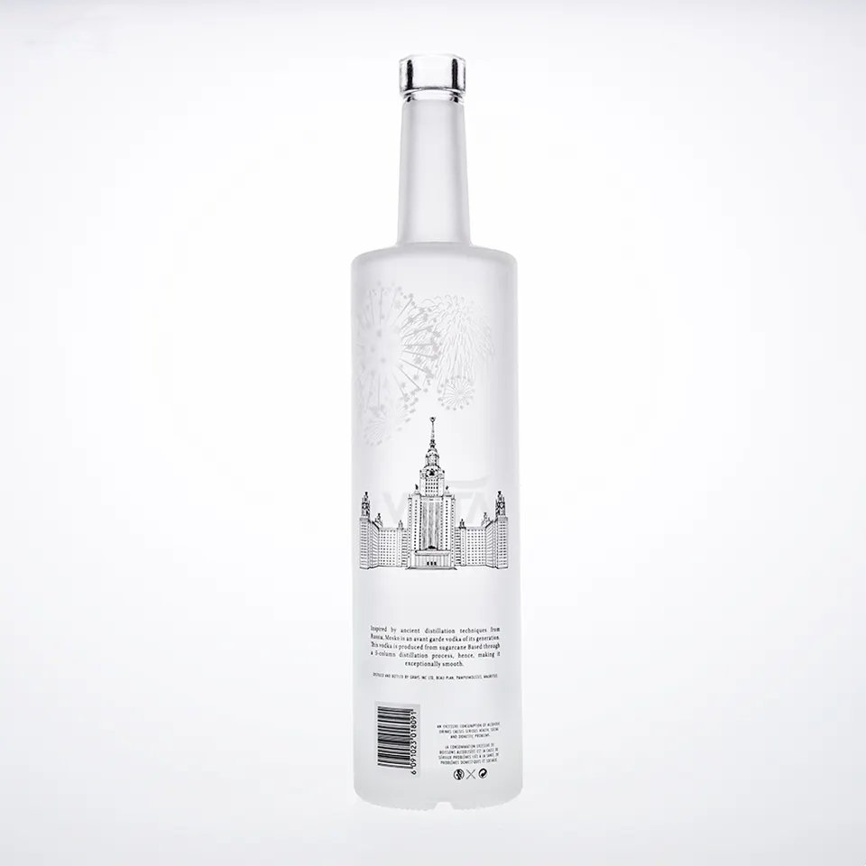 Customized Unique Design Logo Custom Color Brandy Vodka Gin Rum Vodka Whiskey Glass Bottle