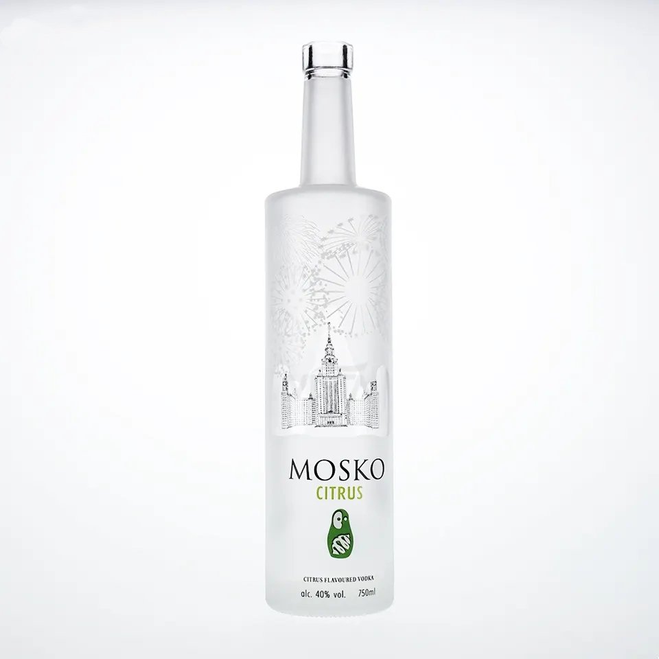 Customized Unique Design Logo Custom Color Brandy Vodka Gin Rum Vodka Whiskey Glass Bottle