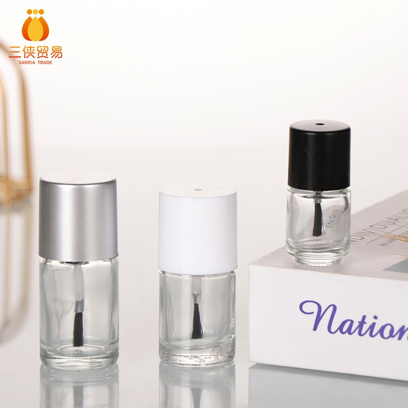 Customize 5ml 10ml 15ml round glass clear empty uv gel nail polish bottle with brush cap