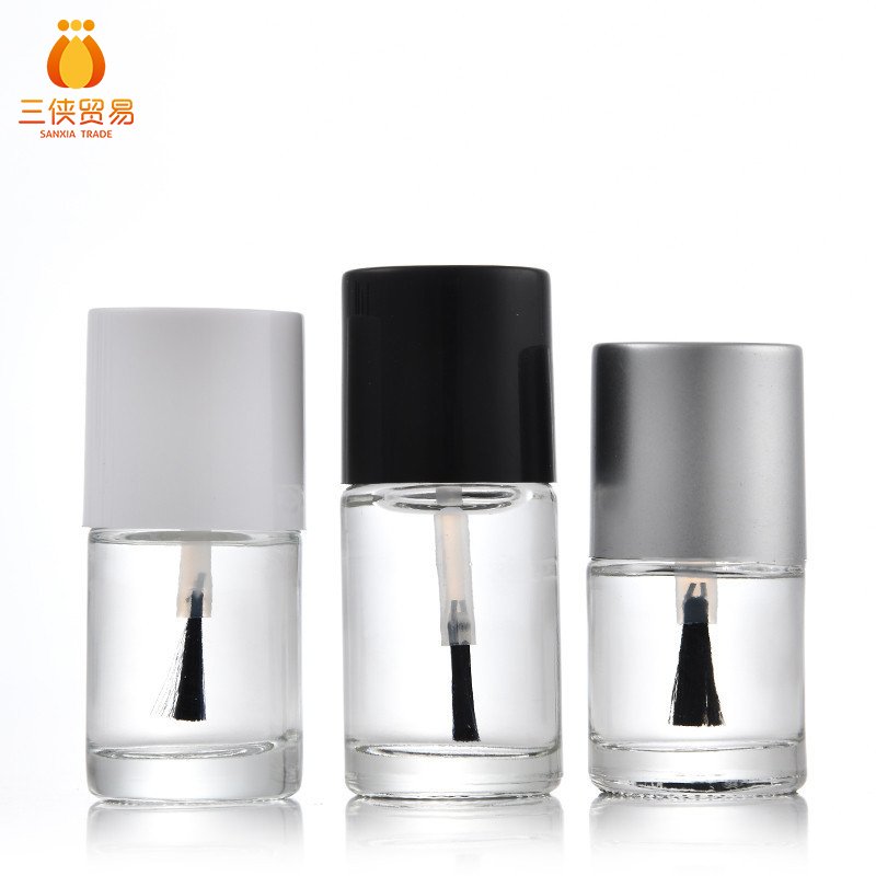 Customize 5ml 10ml 15ml round glass clear empty uv gel nail polish bottle with brush cap