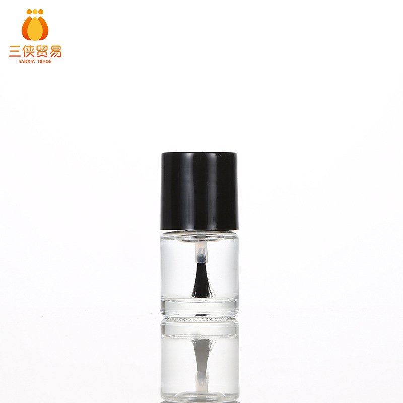 Customize 5ml 10ml 15ml round glass clear empty uv gel nail polish bottle with brush cap