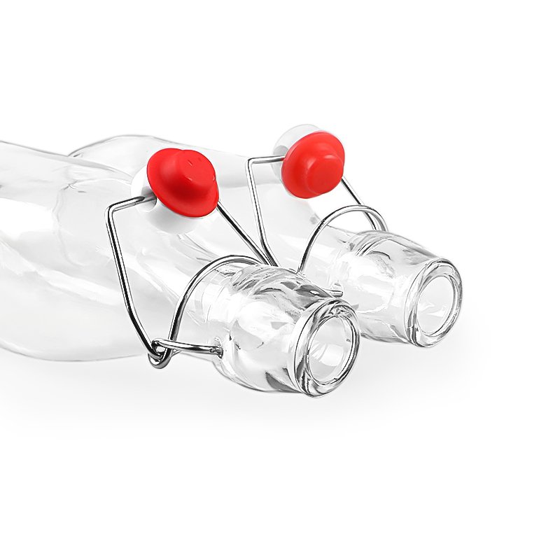Flip top glass bottle square 250ml 500ml 1 Liter swing top bottle for beverage water vinegar