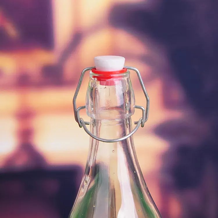 Flip top glass bottle square 250ml 500ml 1 Liter swing top bottle for beverage water vinegar