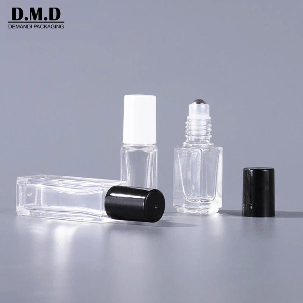 Empty 3ml 5ml 15ml 10 ml 20ml 30ml 1 oz clear transparency square glass roll on bottles with lid