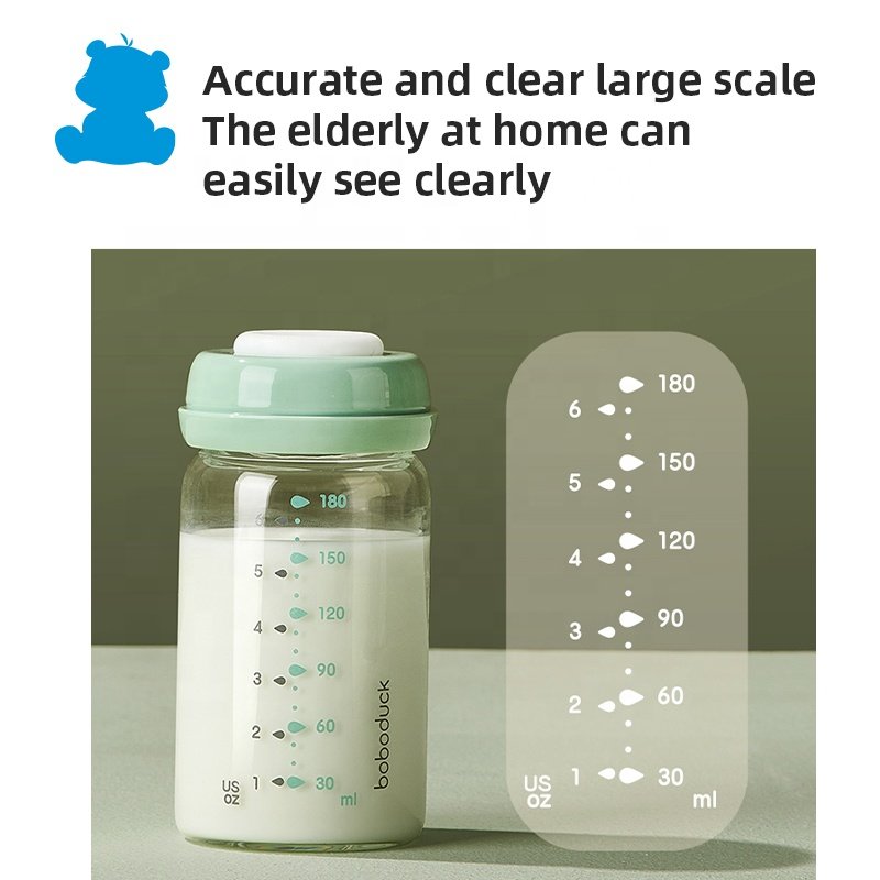High Quality Glass Material 180ml Food Storage Cup Baby Breast Milk Storage Bottle