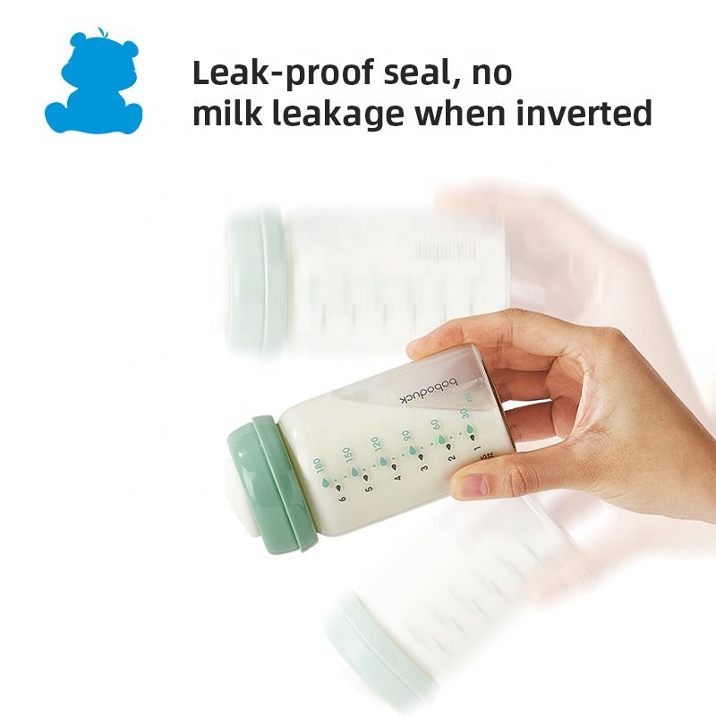 High Quality Glass Material 180ml Food Storage Cup Baby Breast Milk Storage Bottle