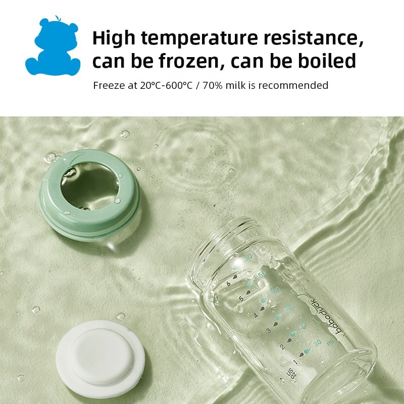 High Quality Glass Material 180ml Food Storage Cup Baby Breast Milk Storage Bottle
