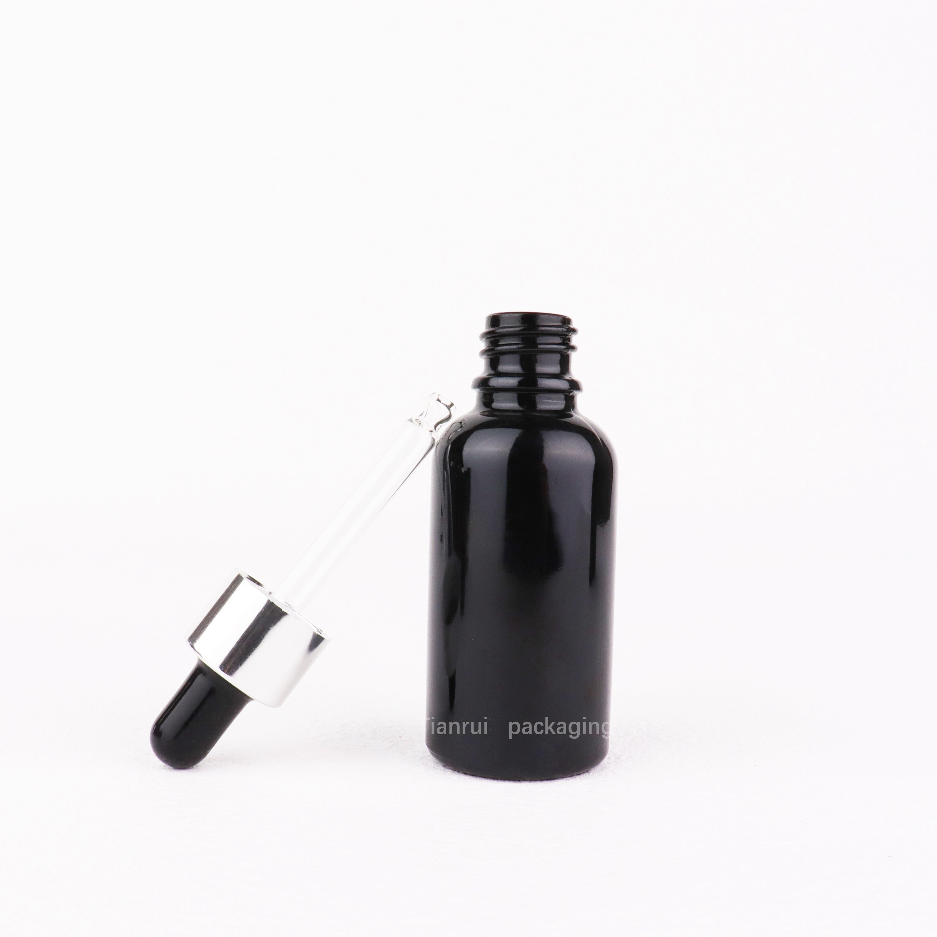 Empty 5ml 10ml 15ml 20 ml 30ml 50ml 100ml Essential Oil Hair Serum Bottle Glass Shiny Black Gold Dropper Bottles