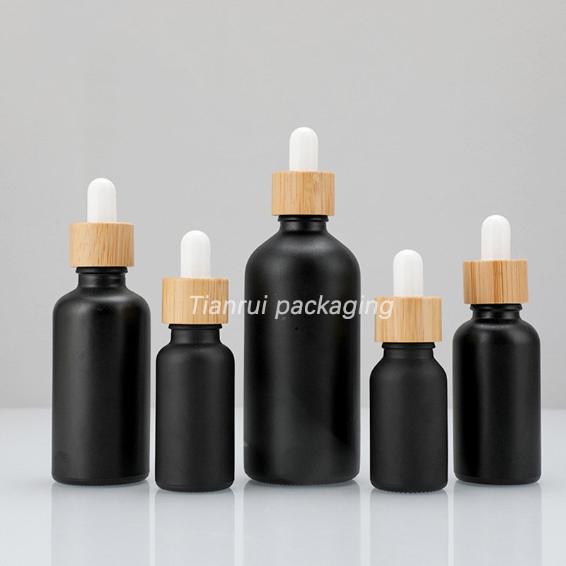 Empty 5ml 10ml 15ml 20 ml 30ml 50ml 100ml Essential Oil Hair Serum Bottle Glass Shiny Black Gold Dropper Bottles