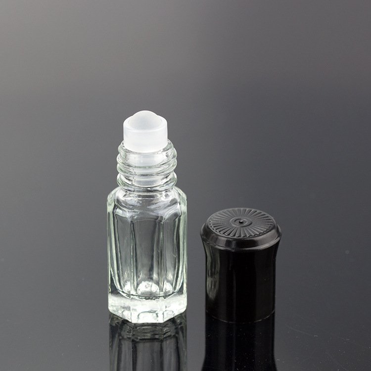 3ml Fancy Octagonal Glass Roll On Perfume Attar Glass Bottle