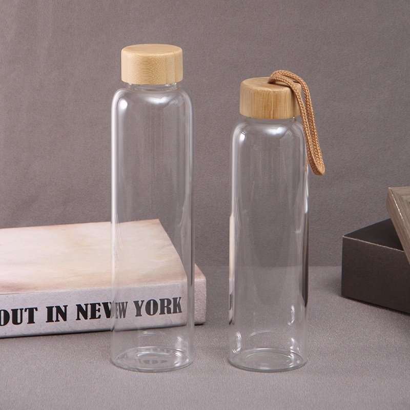 High Borosilicate Insulated Glass Water Bottle Eco-Friendly Cylindrical Sport Style Thermal Silicone Custom Logo