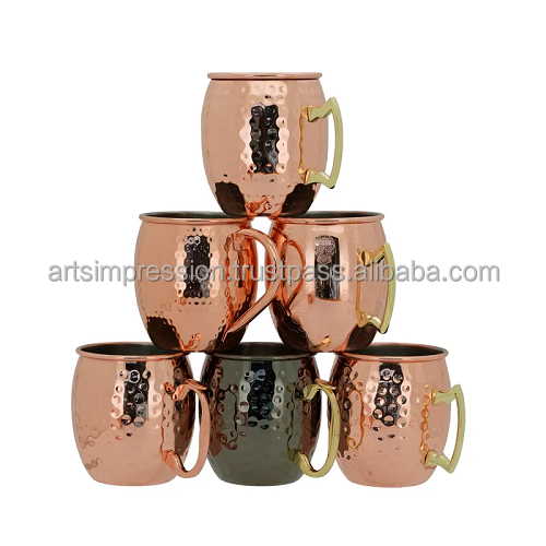 Embossed Design Copper drinking Mug With spoon High On demand For restaurant Hotel latest Plain Copper 250 ml Moscow Mug