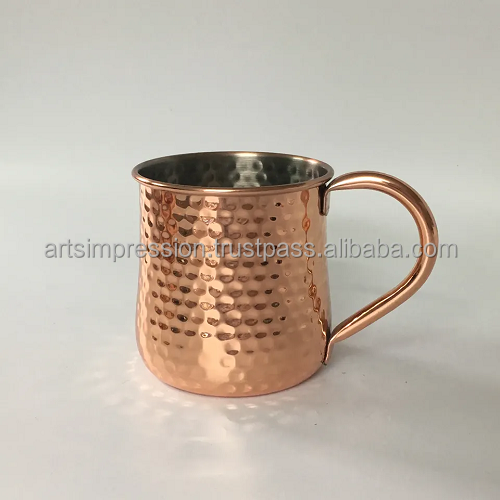 Embossed Design Copper drinking Mug With spoon High On demand For restaurant Hotel latest Plain Copper 250 ml Moscow Mug