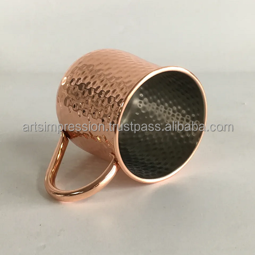 Embossed Design Copper drinking Mug With spoon High On demand For restaurant Hotel latest Plain Copper 250 ml Moscow Mug