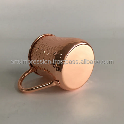 Embossed Design Copper drinking Mug With spoon High On demand For restaurant Hotel latest Plain Copper 250 ml Moscow Mug