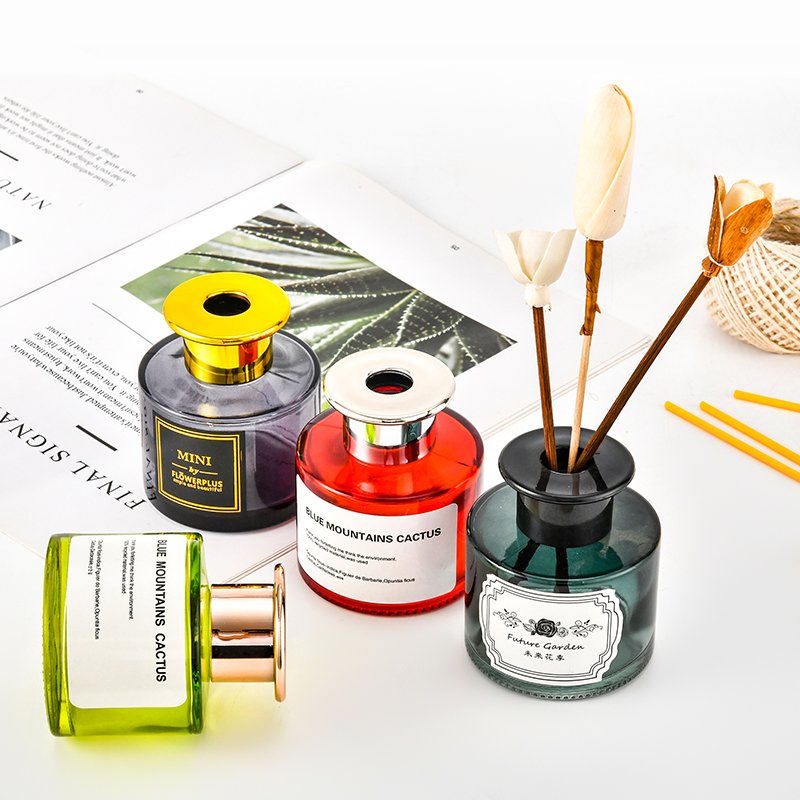 DIY home decoration round cylinder 80ml 120ml 200ml reed diffuser empty glass bottle with personalized logo