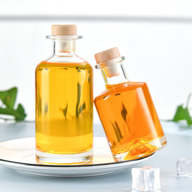 200ml 250ml 300ml 500ml cylinder glass bottles with cork glass stopper high white glass for liquor vodka wine reed diffuser