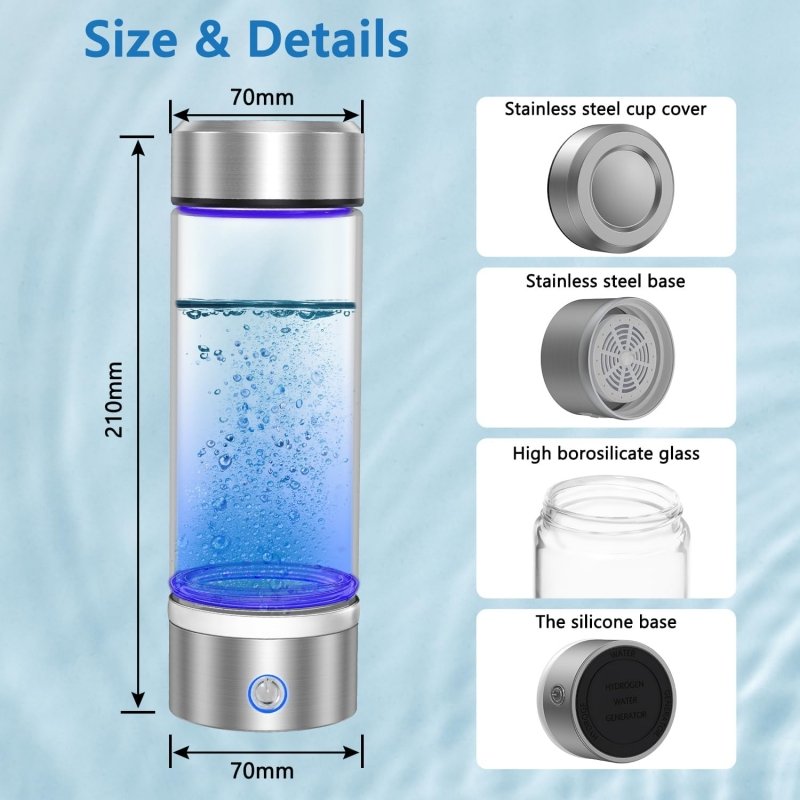 Hydrogen H2 Water Glass Bottle Machine Portable Large Hydrogen Bottle Maker Dropshipping with SPE and PEM technology