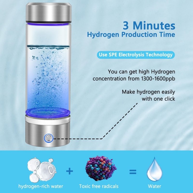 Hydrogen H2 Water Glass Bottle Machine Portable Large Hydrogen Bottle Maker Dropshipping with SPE and PEM technology