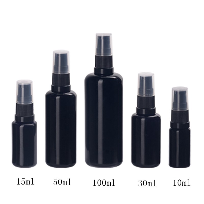 violet glass bottles 15 30 ml 50ml 100ml plastic treatment pump bottle black glass serum bottles