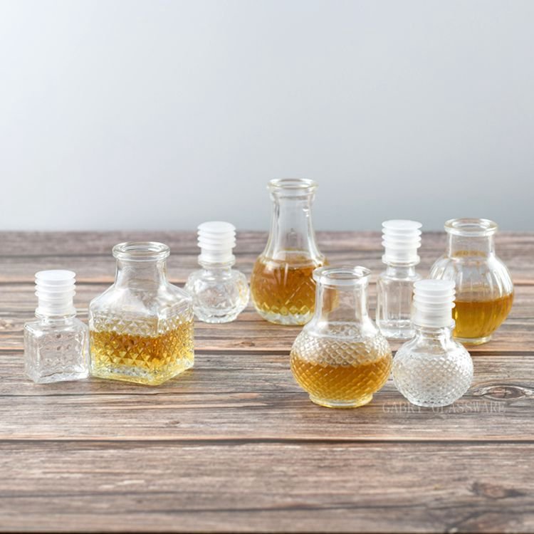 Mini Small Glass Bottles With Glass Lid For Liquor Wine Alcohol Ginger Bottle Decanter Samples Tequila