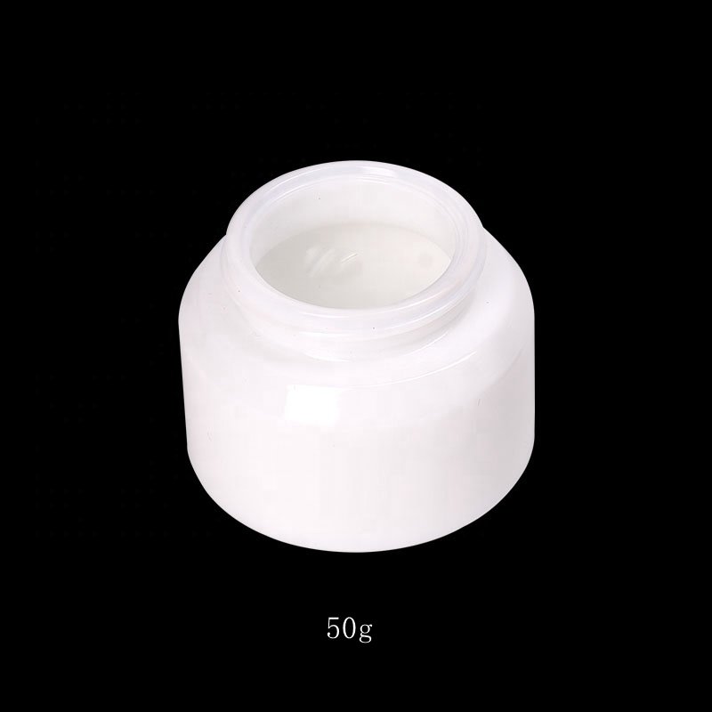Inclined shoulder opal glass bottles 30 ml 50 ml 100 ml 120 ml white cosmetic bottle and 50 gram opaque white glass cream jar