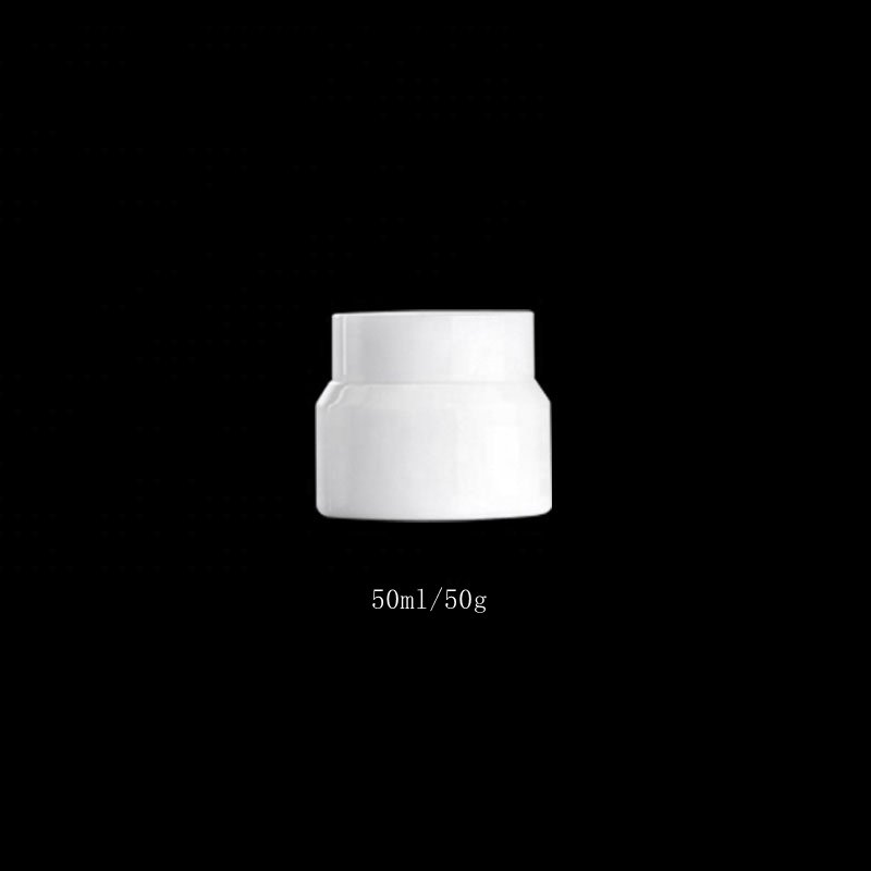 Inclined shoulder opal glass bottles 30 ml 50 ml 100 ml 120 ml white cosmetic bottle and 50 gram opaque white glass cream jar