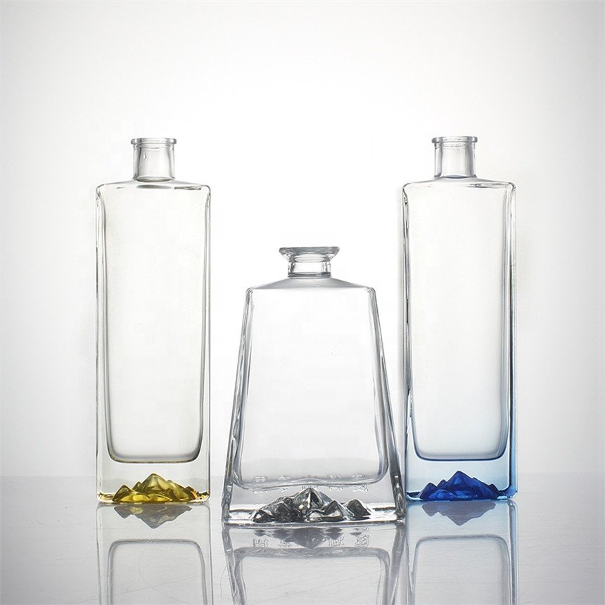 Factory fancy shaped rum extra super flint screw cork top agave tequila vodka Gin 750ml Square custom glass liquor bottle