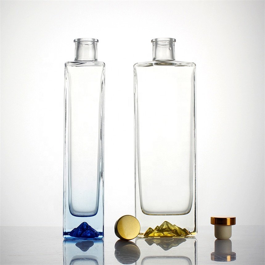 Factory fancy shaped rum extra super flint screw cork top agave tequila vodka Gin 750ml Square custom glass liquor bottle