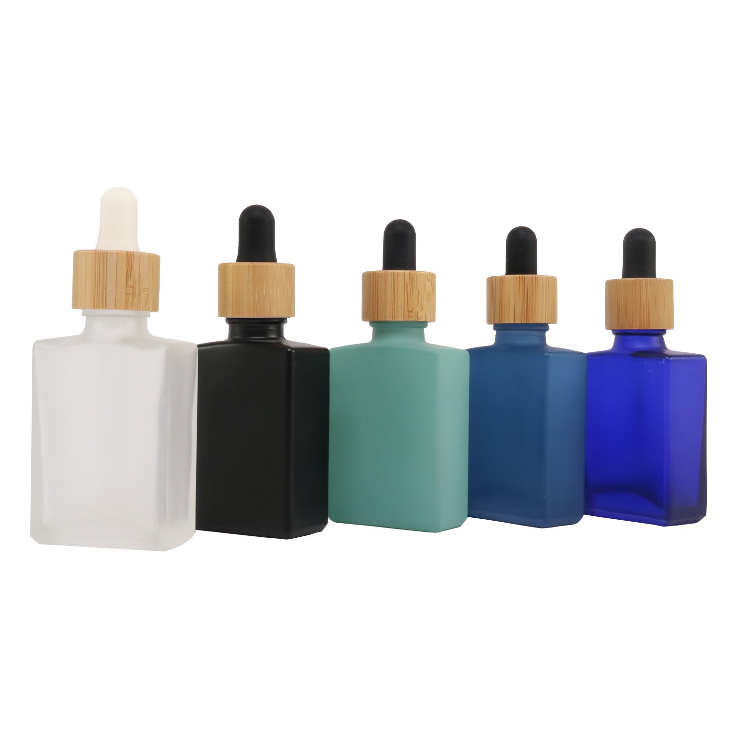 In Stock 15ml 30ml Black Square Rectangle Glass Essential Oil Bamboo Dropper Bottle With Packaging Box