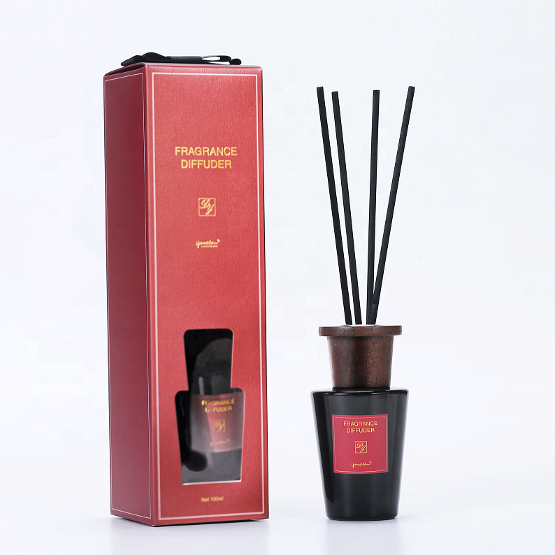 100ml New Hot Sale Home Decor fragrance Reed Diffuser Wood cap Glass bottle Essential oil Air freshing private label Custom OEM