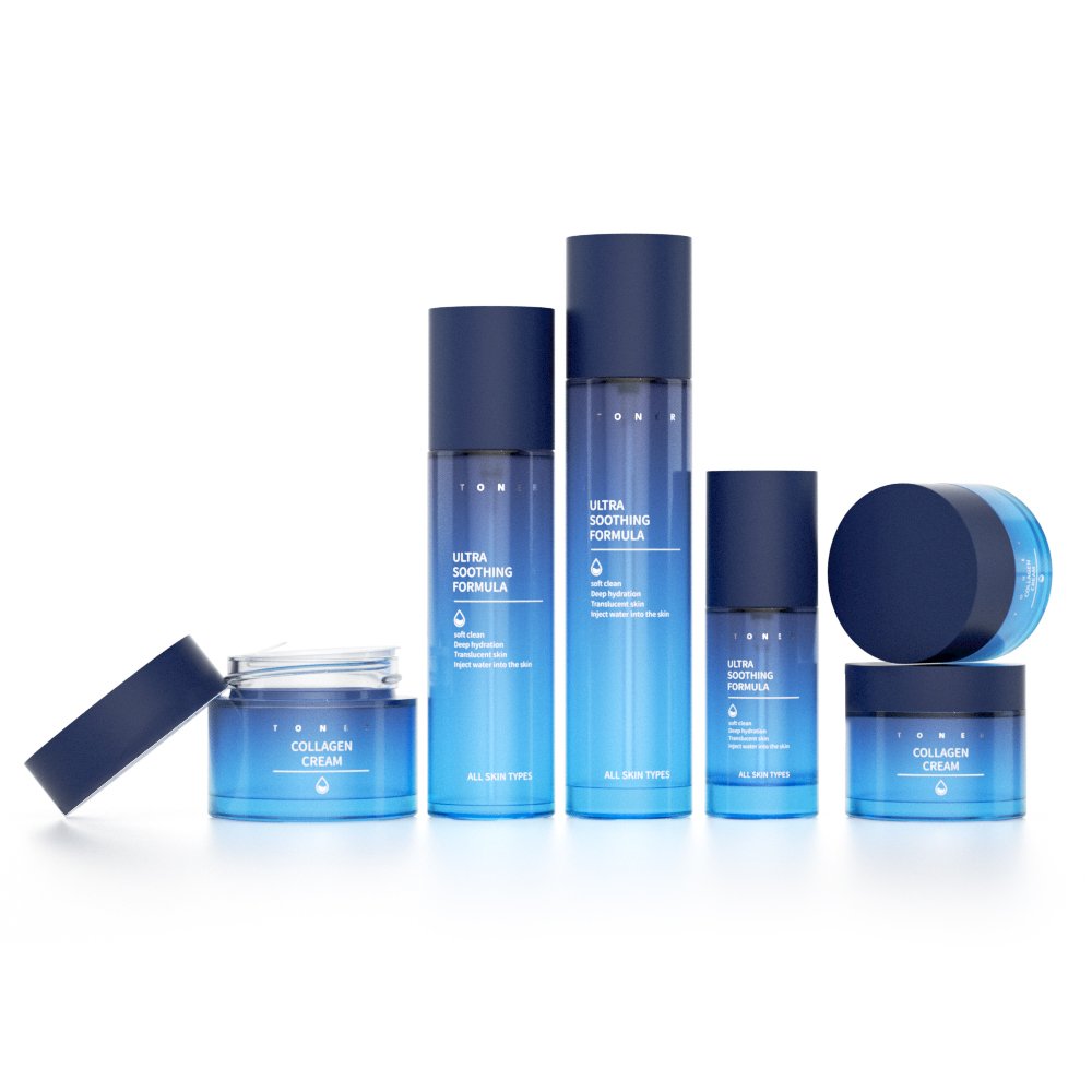 Luxury glass cosmetic bottle set skincare packaging custom cosmetics cream lotion glass bottles and jars