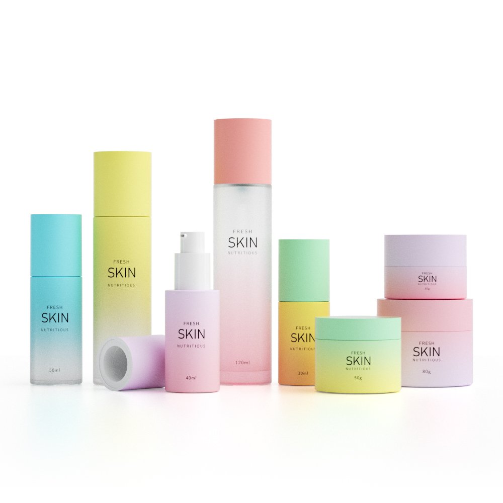 Luxury glass cosmetic bottle set skincare packaging custom cosmetics cream lotion glass bottles and jars